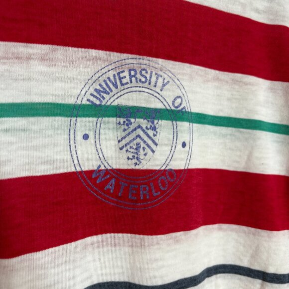 Vtg. single stitch Waterloo University striped tee - Picture 2 of 6
